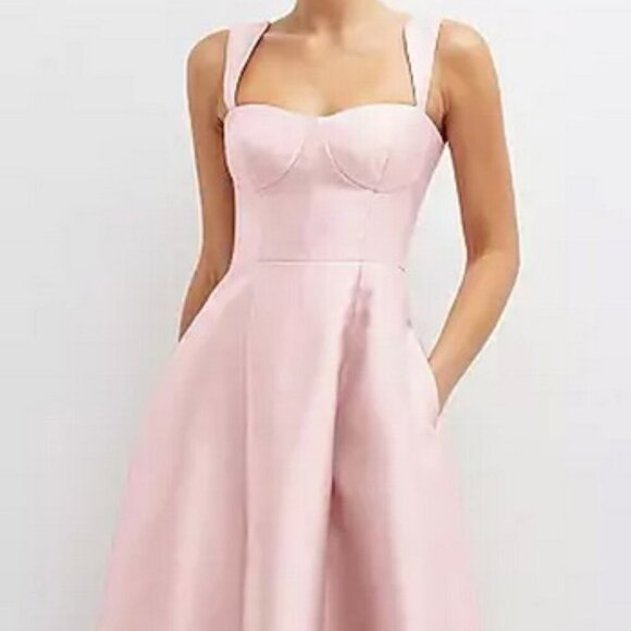 Alfred Sung Ballet Pink Bustier Tie Back Gown D852 - Picture 3 of 4